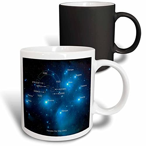 3dRose Galaxy and Nebula-Pleiades Star Cluster Map (M45) Magic Transforming Mug, 11-Ounce