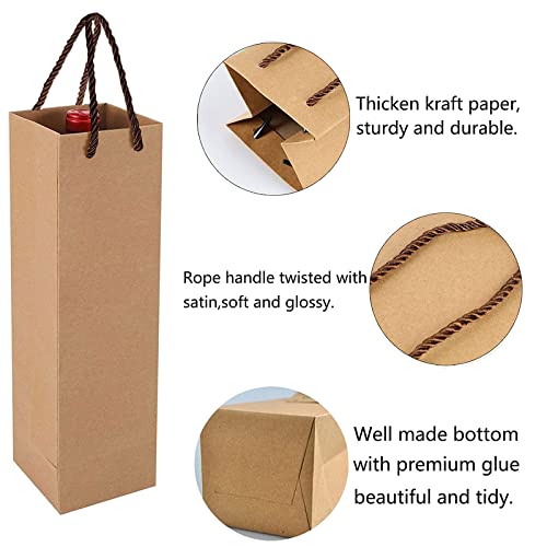 Miniatura 3 de Bolsas De Regalo De Vino De Papel Kraft, Bolsas De Regalo De Vino Premium Con Asas, 20 Bolsas De Almacenamiento De Vino De Papel Kraft Para Navidad, Boda, Fiesta Marrón