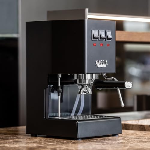 Image of Gaggia Classic E24 | Brass Boiler & Brew Group | Made in Italy | Pro Steam Wand | 58mm SS Portafilter | Manual Pump Espresso Machine | Americano, Latte and Cappuccino Coffee Maker | Thunder Black