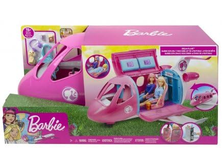 Coffret Avion de Reve Rose + Accessoires pour Barbie - vehicule poupée Mannequin - Voyage, Vacances - Set Jouet Fille + Carte Tigre