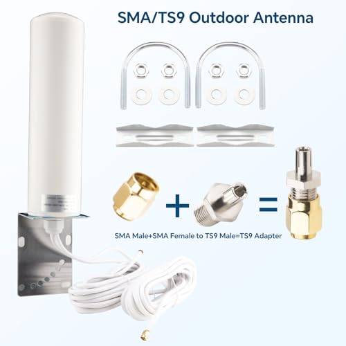 BOOBRIE 4G 5G LTE Antenna Outdoor 10dBi SMA TS9 Adapter 698-2700 3300-3800MHz High Gain WiFi Antenna Outdoor LOW LOSS Dual SMA Male 5M RG58 Cable 4G LTE OmniDirectional Router Hotspot - Image 4