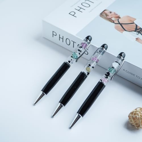 Image of Leopard Heart Ballpoint Pen Unique Floating Glitter Stationery Perfect Valentines Birthday Party Favor Gifts(Black)