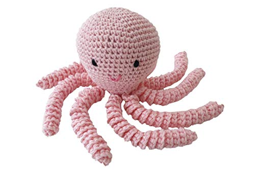 Polpo amigurumi per neonato in rosa. Polpo bambino all'uncinetto.