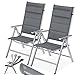 KESSER® 2er Set Gartenstühle - Gepolstert Gartenstuhl Hochlehner Alu Stühle klappbar Lehne - 7-Fach verstellbar Rückenlehnen - Klappsessel Klappstühle Aluminium – Wetterfest, Grau