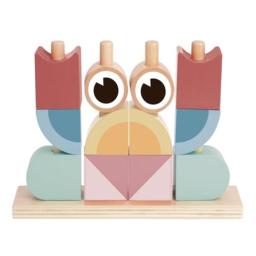 Blocs de construction en bois Tooky Toy Crabbie : 12 pièces à empiler