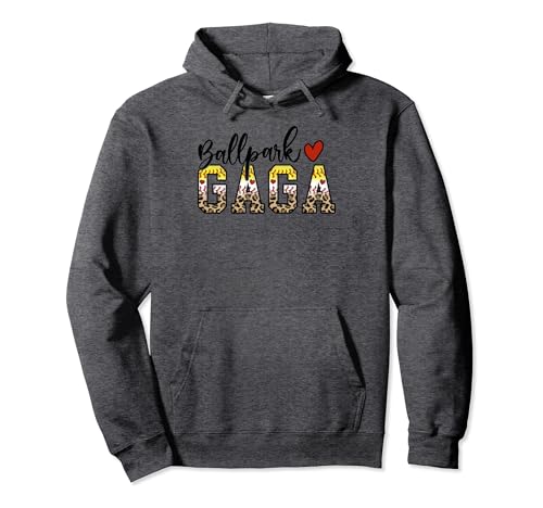 BallPark Gaga Baseball Softball Mom Leopard Mother's Day Pullover Hoodie