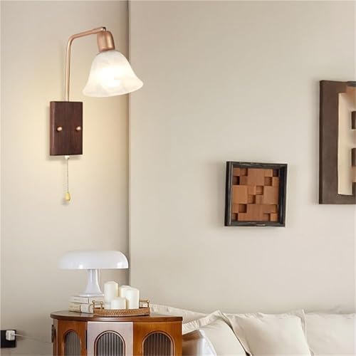 Aplique de pared de metal y vidrio con interruptor para dormitorio 2