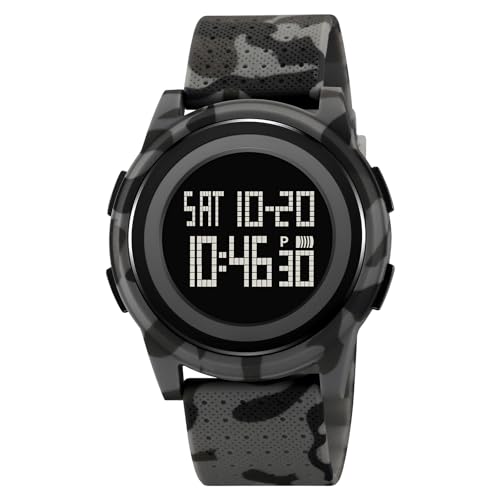 CARLIEN Multifunctional Student Watch Leisure Sports Watch Student Electronic Watch Time, Date, Alarm, Stopwatch, Luminous Display, 12/24 Hour Mode, TPU Strap