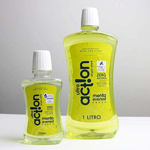 Enxaguante Bucal Menta Everest, sem Alcool, sem Triclosan, sem Parabeno, Previne Contra a Cárie, Hál