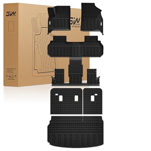 3W Floor Mats & Seat Back Mats & Cargo Liner for Chevrolet Chevy Traverse & GMC Acadia 2024-2026 (Only 7 Seats) & Buick Enclave 2025-2026 All Weather TPE Custom Fit Full Set Floor Liners