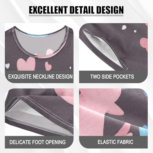 Pajama Sets Short Sleeve Cute Axolotls with Hearts Soft Cotton Summer Sleepwear 2 Piece PJS Size 5-14T3