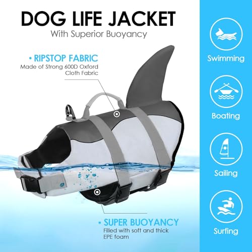 AOFITEE Dog Life Jacket Shark Dog Life Vest for Swimming Boating, S by AOFITEE - Used condition - Image 6