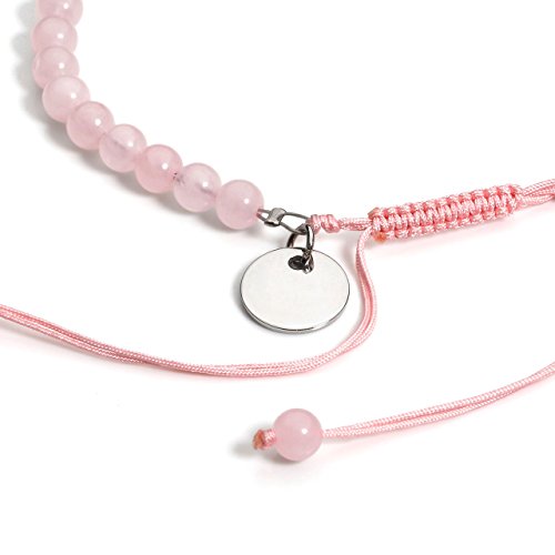 Top Plaza Natural Rose Quartz Crystals Bracelet Chakra Healing Stone Beads Handmade Macrame Adjustable Braided Link Bracelets #TOP4
