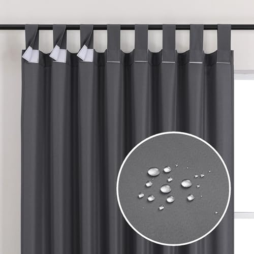 Flyfun Outdoor Curtains for Patio Waterproof - Windproof Gazebo Curtains Outdoor Tab Top Curtain Panels,1 Panel, 52