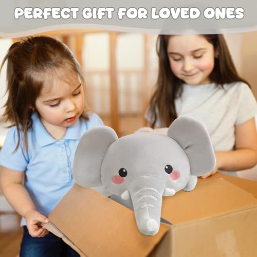 Image of TOYSYM Weighted Stuffed Animals, 1.6 lbs Elephant Stuffed Animal with Weighted Beads, Cute Plush Toy Pillow Gifts for Adults Kids Boys Girls