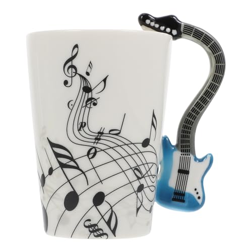 Abaodam Taza de Cerámica de Guitarra Eléctrica Azul, 350 Ml, Taza para Café y Desayuno Diseño Musical Decorativo, Adecuado Hogar y Regalos para Amantes Música