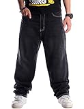 Ylingjun Loose Fit Jeans for Men Casual Hip Hop Black Baggy Jeans Denim Pants (32, Black 024)