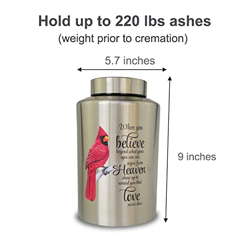 Up To 220 Lbs Large Cremation Urns For Adult Human Ashes, Decorative Urn For Male Female Ashes With Velvet Bag（Cardinal） #TOP4