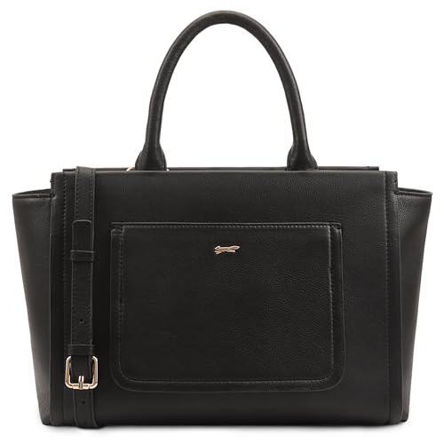 Paul Costelloe Leather Multiway Bag, Ladies Leather Handbag, Tote Designer Top Handle Handbag, Crossbody Shoulder Bag with 3 Elegant Colour Options, SHINANO (JET BLACK)