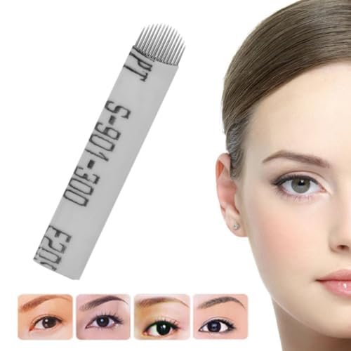 Cuchillas microblading 14 agujas en U para maquillaje y sombreado de cejas desechable 2