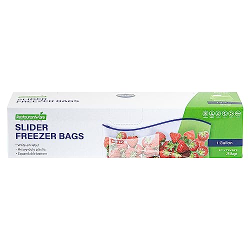 Image of Restaurantware Bag Tek 1 Gallon Freezer Slider Bags 1000 Disposable Zipper Pouch Bags - Slide Zipper Expandable Bottom Clear Plastic Freezer Bags With Write-On-Label For Food Storage