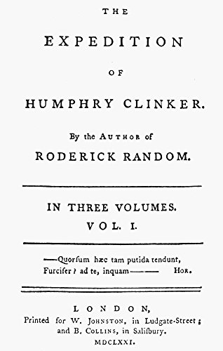 Tobias Smollett Title Page Ntitle Page Of The First Volume Of The First Edition Of Tobias SmollettS The Expedition Of Humphry Clinker London England 1771 (Printed On The Title Page In Error As 1671) P