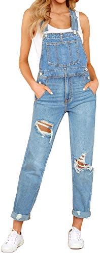 luvamia Women's Casual Stretch Adjustable Denim Bib Overalls Jeans Pants Jumpsuits
