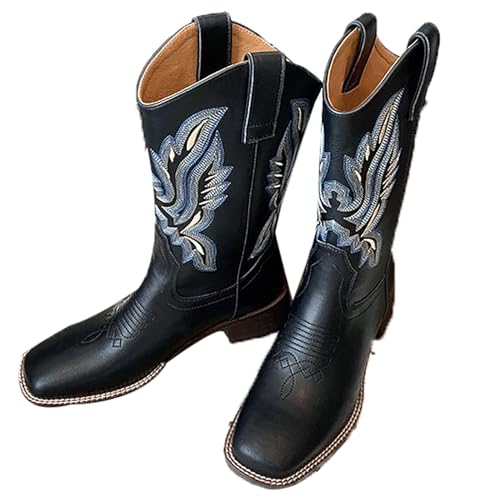 Bottes d'équitation antidérapantes à enfiler LNNLOO avec tube central brodé