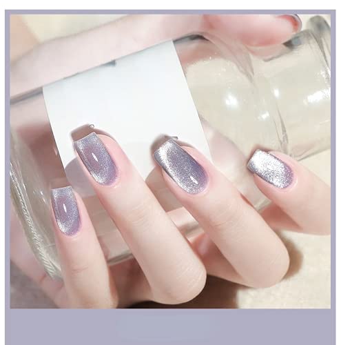 VERONNI Purple Glitter Magnetic Gel Nail Cat Eye Nail Gel Polish Holographic Gel 9D Nail Polish Smoothie Wide Cat Eye Nail Polish Soak Off UV LED Magnetic Gel (04)