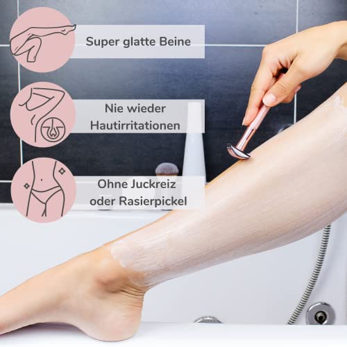 Foto von COLORglide® Rasierhobel Damen inkl. Rasierhobel Ständer & 5 Klingen | Rasierhobel Frauen Zero Waste | Safety Razor Rasierhobel Set | Rasierer Frauen geschlossener Kamm | boopan Damen Rasierer
