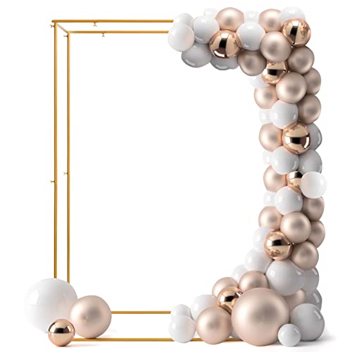 Doeworks 6.5 Ft Gold Metal Wedding Arches Wedding Arch Backdrop Stand Ceremony Square Balloon Arch Frame Stand For Birthday Party Garden Decoration Photo Background Stand #TOP1