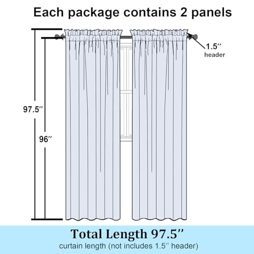 Image of Simplebrand Hunter Green Sheer Curtains 96 Inches Long 2 Panels, Light Filtering Rod Pocket Solid Color Window Sheer Curtain Panels, Elegant Curtains & Drapes for Living Room, Bedroom, 42 inch W x 96 inch L