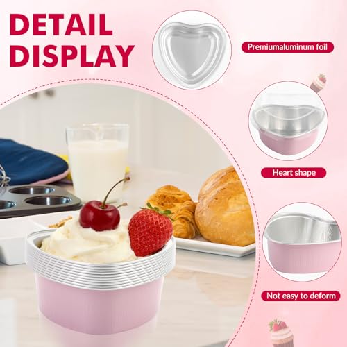 Mini Heart Shaped Cake Pans for Baking with Lids, 3.4 Ounce 100 Sets by LepoHome - Used condition - Image 3