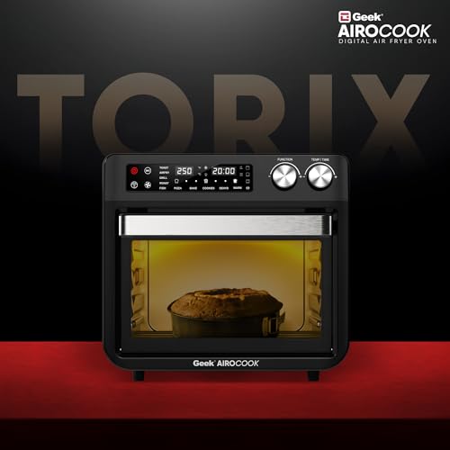 Image of Geek AiroCook Torix 25 Litre Smart Air Fryer Oven | Fry with 85% Less Oil | Stainless Steel OTG Airfryer for Kitchen | Grill, Bake, Toast, Airfry, Rotisserrie | 1-Year Warranty | 1800W
