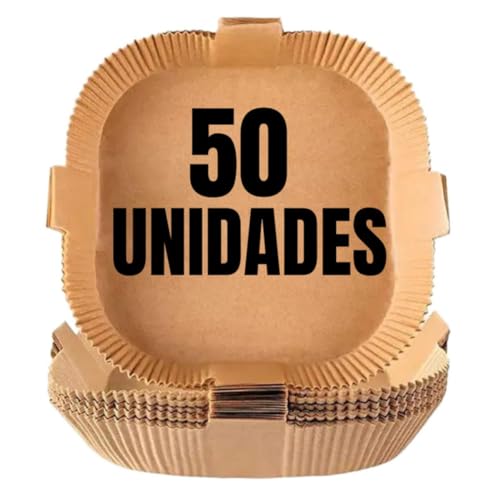 Forma Descartável de Papel Quadrada Para Assadeira Air Fryer Com 50 Unidades, Folhas de Pergaminho Q