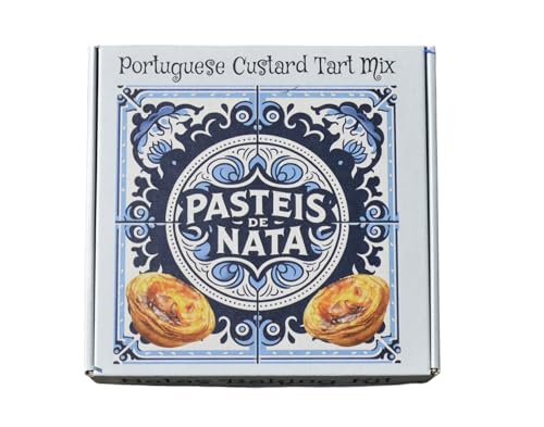 Pasteis de Nata Portuguese Custard Tart Baking Kit, 12 Reusable Molds, Premium Mix with Instructions