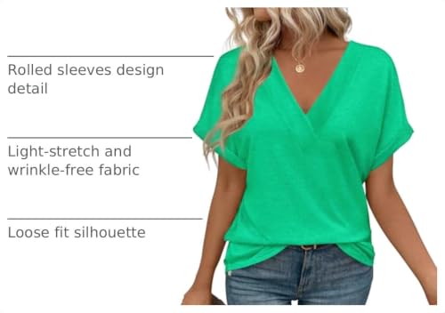 Image of T Shirts Short Sleeve V Neck Tees Womens Tops Beach Vacation Fashion Clothes 2026 Casual Summer Spring Fall Outfits