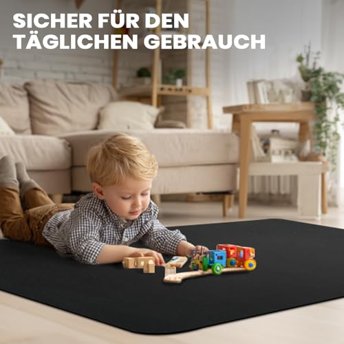 COSYLAND Bodenschutzmatte Bürostuhl 90×120cm – Schreibtischstuhl Unterlage – Bürostuhl Unterlage – Stuhlunterlage – Bodenschutzmatte Teppich – Fußbodenschutz Matte – Bürostuhlunterlage (Tiefschwarz)