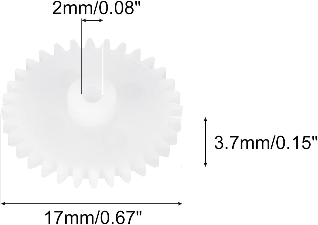 MECCANIXITY 10 Pcs Plastic Gears 32 Teeth Plastic Motor Gear Model 322A Reduction Gear for RC Car Model DIY Robot (White, Module 0.5)