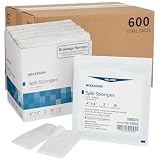 McKesson Sterile Drainage Sponges Pre-Slit Surgical Drain Gauze Pads – 6-Ply Split Gauze for Wound Drains...