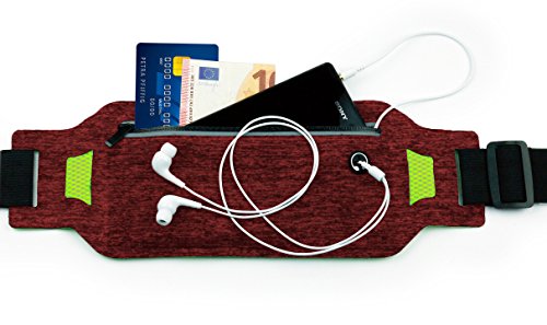 MyGadget Riñonera Running Belt Deportiva para Télefono Móvil - Cinturon Deportivo para Correr para Apple iPhone/Samsung Galaxy - Rojo