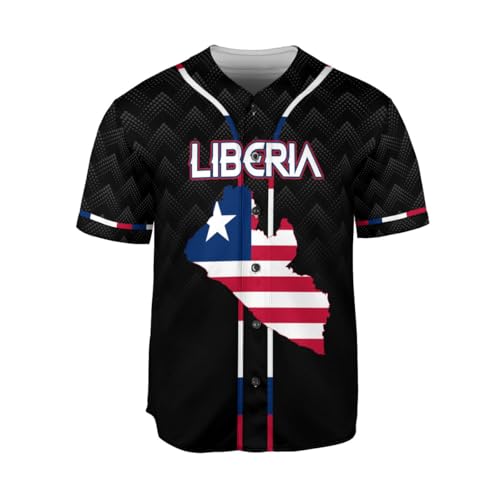 Personalized Liberia Baseball Jersey, Custom Liberian Pride Shirt,Liberian Shirt, Liberian Flag Baseball Jersey for Men Women miniatura 3