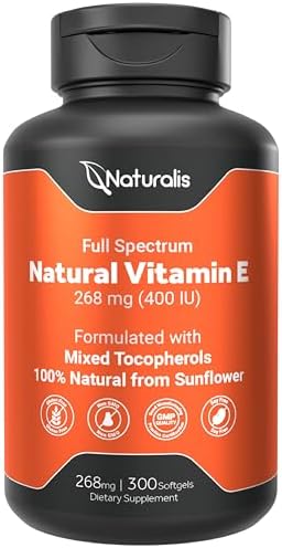 Sunflower Vitamin E 268mg (400 IU) with Mixed Tocopherols | Essential Skin Vitamin & Immune Support | Non-GMO, Soy & Gluten Free | 300 Softgels