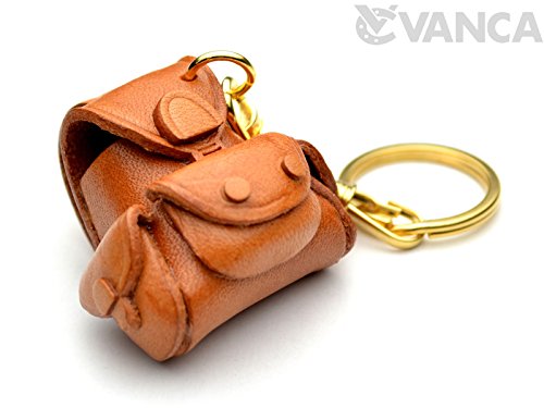 Backpack 3D Leather Keychain(L) Vanca Craft-Collectible Keyring Charm Pendant Made In Japan #TOP4