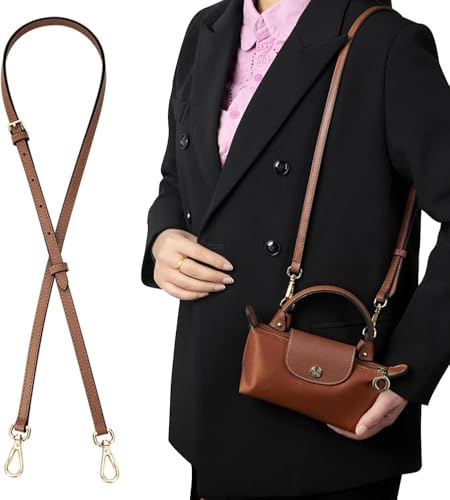 Image of Chispee Leather Bag Shoulder Strap, Purse Straps Replacement Crossbody Adjustable Conversion Kit for Longchamp Mini Bag