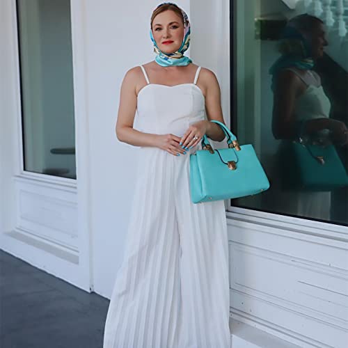 Dasein Women Satchel Handbags Top Handle Purse Medium Tote Bag Vegan Leather Shoulder Bag Turquoise #TOP1