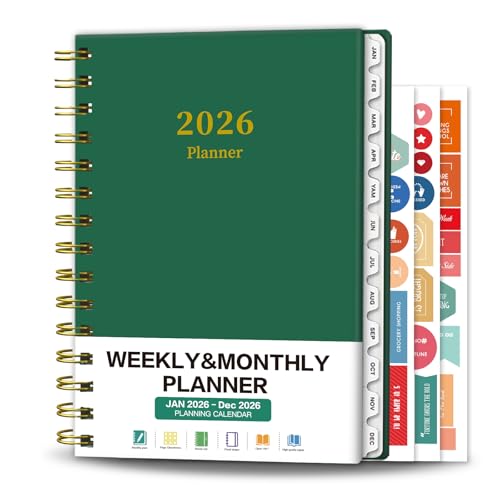 Ymumuda Academic Planner 2026, Daily Weekly and Monthly Calendar Planner (Jan. 2026-Dec. 2026),8.4"×6.3", Hardcover Notebook Teacher Supplies, Premium Thick Paper, Planners for School Work Office