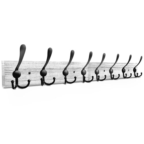 IBosins Wall Mounted Coat Rack, 31.4'' Long, Rustic Wood &