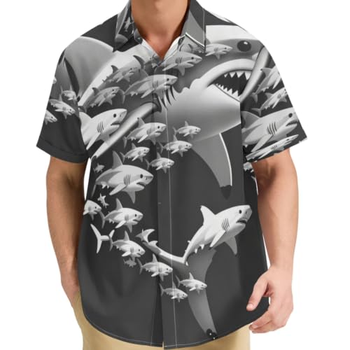 Chemise infroissable homme style hawaïen au motif biologie marine