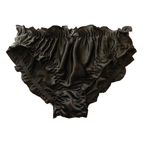 Panasilk Culotte de bikini à volants en soie pure pour femme, Black, M Cover